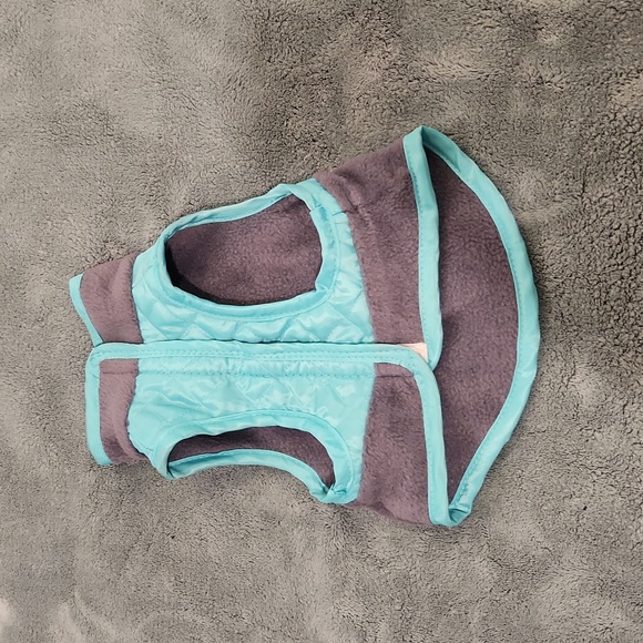 Cozy Turquoise and Gray Fleece Dog Vest Size S! - Picture 2 of 6